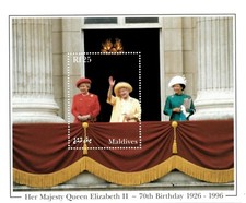 Maldives 1996 - Queen Elizabeth, 70th Birthday - Souvenir Sheet - Sc 2165 - MNH