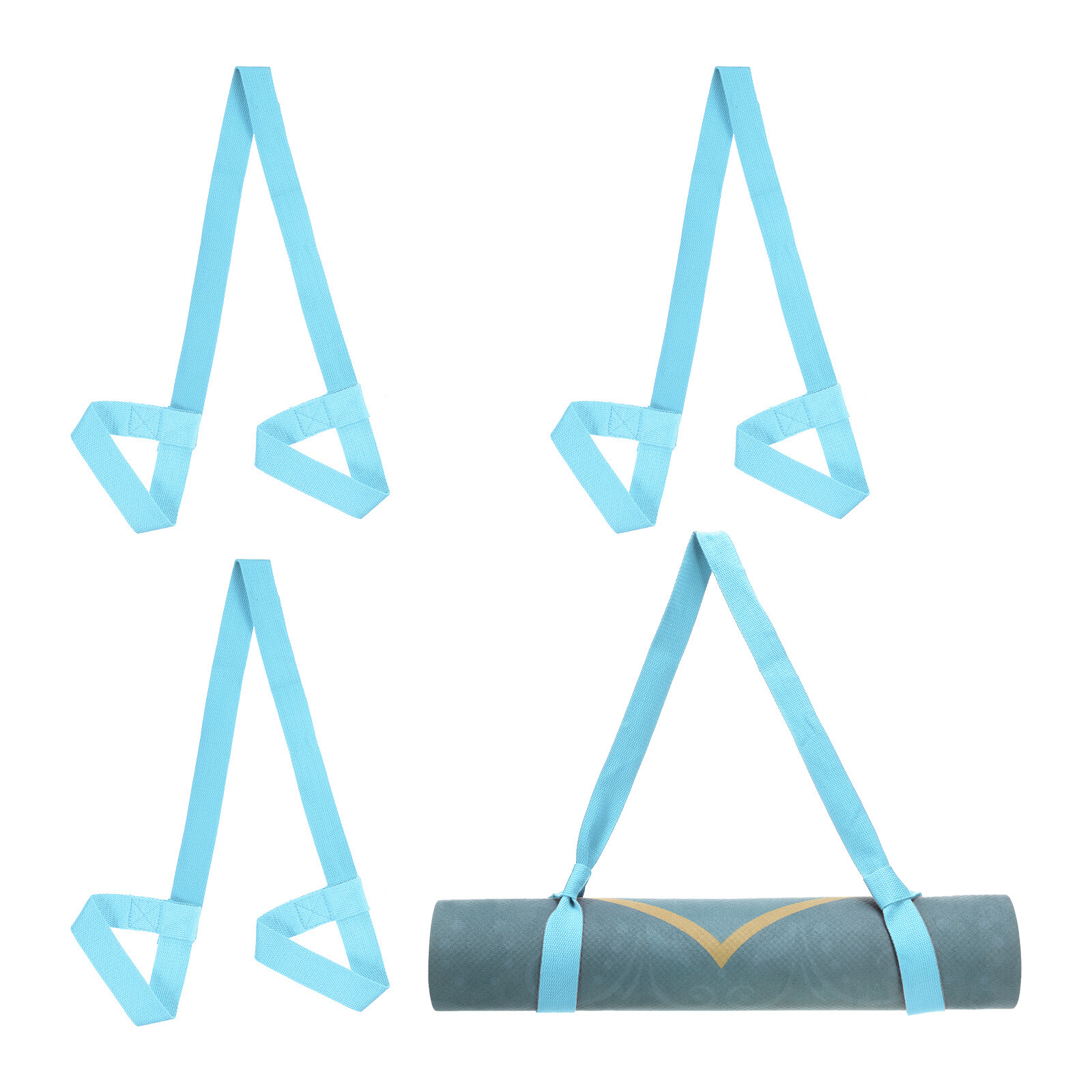 4Pcs Yoga Mat Strap Adjustable Yoga Mat Carrier Straps Sling, Sky Blue