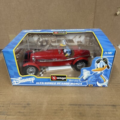 Burago Disney Collection 1:18 Scale Red Donald Duck Alfa Romeo 8C 2300 Monza