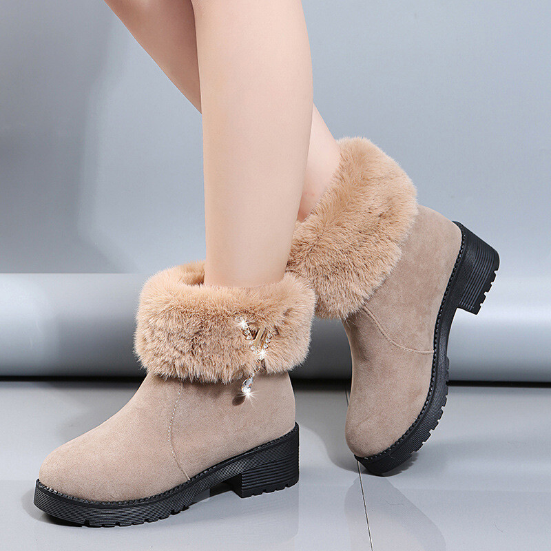 Faux Suede Fur Trim Ankle Boots | eBay