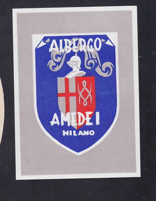 Altes Gepäckanhänger Hotel 119905 Albergo Amedei Milano Italien 