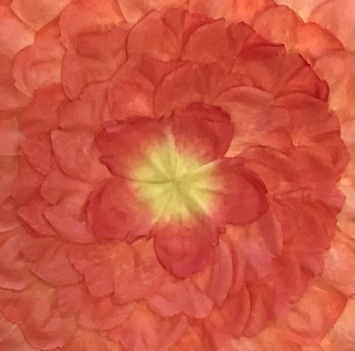 Pier 1 Imports Placemats Napperon Orange Flower Petal Fabric Backed 15" Vintage - Picture 3 of 7