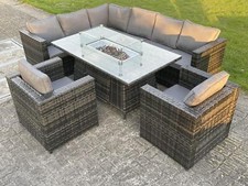 Image of Fimous Wicker Outdoor Rattan Garden Furniture Set Dining Table Corner Sofa Chair