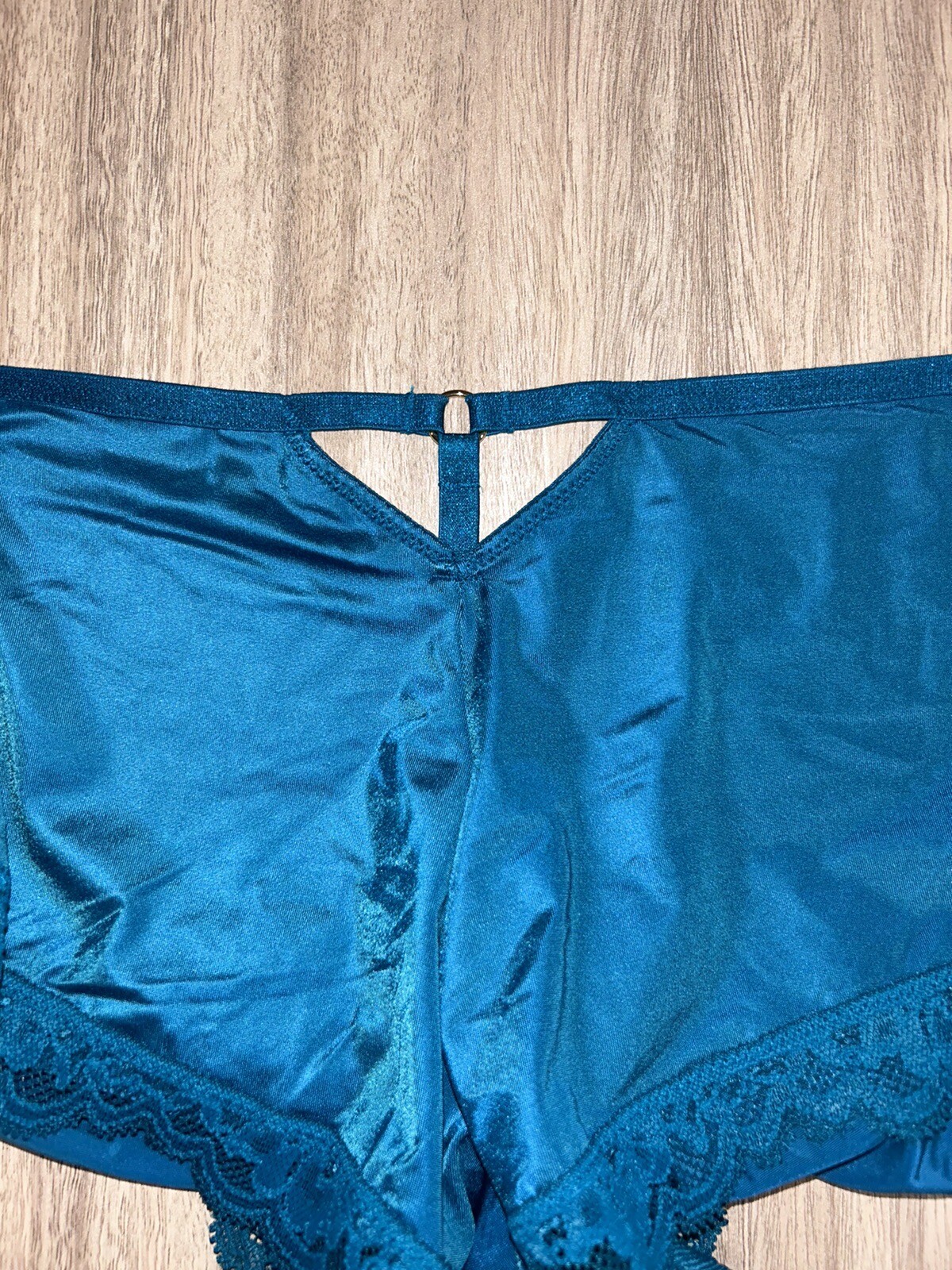 New Victoria Secret Panties Cheeky XL Satin BLUE Evening Tide Oring Peek Hole eBay