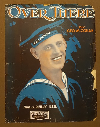 1917 Over There Vintage Piano Sheet Music by Geo M. Cohan