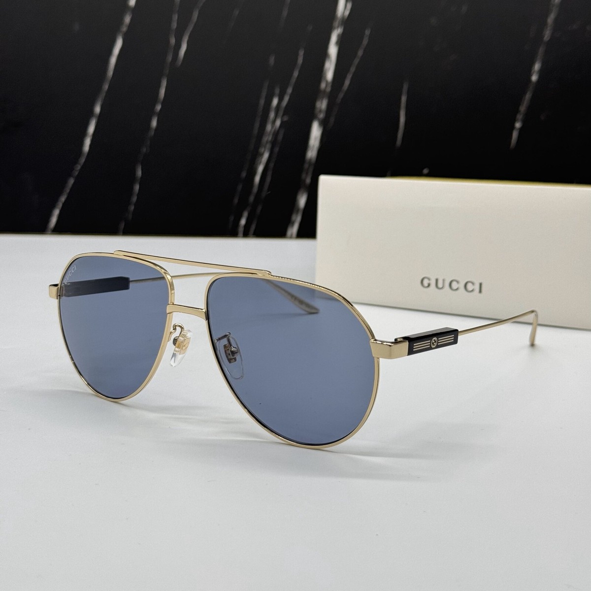 サングラス Gucci Sunglasses GG1311S 001 Big Double Bridge Aviator Authentic GUCCI Sunglasses GG 1311S-001 Gunmetal w/ Grey