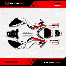 Black White Red Shift Racing Graphics kit fits Honda Crf450 05-08 Crf 450 Decals