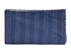Solid Plain Blue Stitch Kantha Quilt Indian Cotton Bedspread Throw Blanket Art