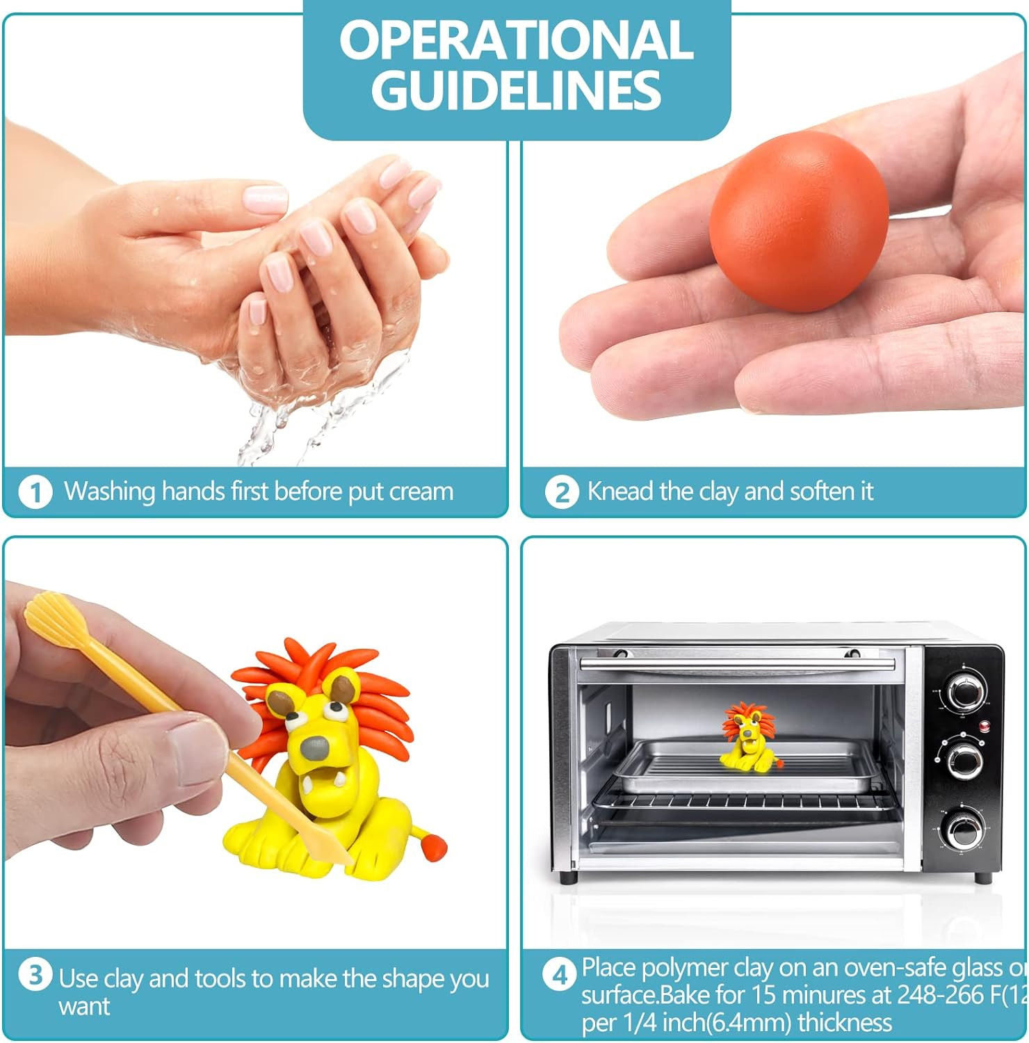 Ciaraq Polymer Clay 50 Colors, DIY Modeling Clay Starter Kits for Kids, Oven Bak