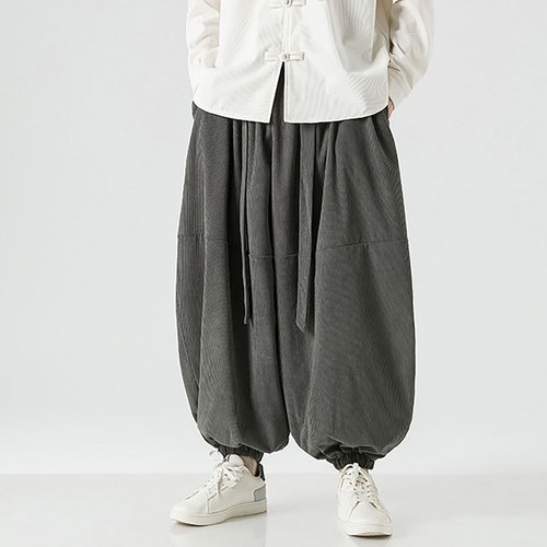 Men Harem Pants Loose Elastic Waist Large Pockets Design Hippie Yoga Drop Pants - Picture 31 of 39