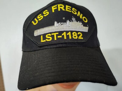 Vintage USS Fresno LST-1182 Ship HAT Navy Blue Decky Made Snapback 