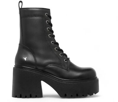 Windsor Smith Damen Schwarz Plateau Stiefel Leder Chelsea Ankle Punk - Total