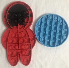 2 Pop It  Squid Game & Round Fidget Toy Silicone Red Blue