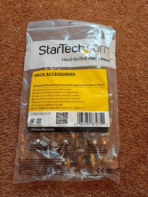 StarTech 20 Stück M5 Befestigungsschrauben und Käfigmuttern für Server Rack Schrank