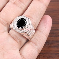 Natural Black Onyx Gemstone with 925 Sterling Silver Ring for Men's 5461