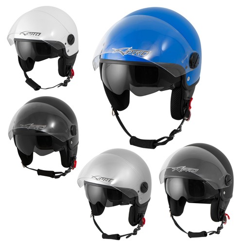 Casco Jet Scooter Moto ECE 22 Doppia Visiera Parasole A-PRO | eBay