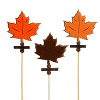 Herbstdeko Ahornblatt-Stecker Set 12 StüCk, Filz Blumenstecker, Holzdeko 8Cm