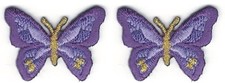 1 1/4" Lot of 2 Purple Butterfly Embroidery Patch