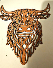 Highland cow wall hanging, laser cut, wood, home decor, gift, rustic, Scotland