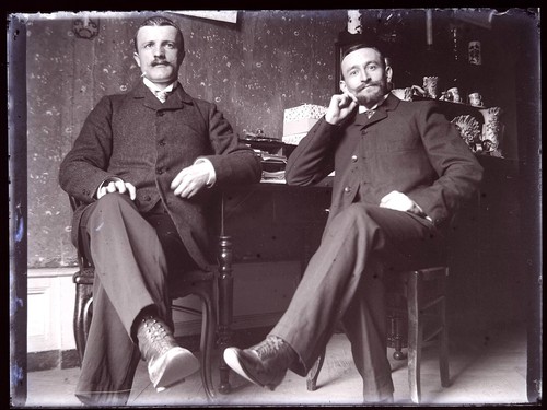 Homme au vélo Bois Photo Amateur c1900 Petit format Stereo Vintage