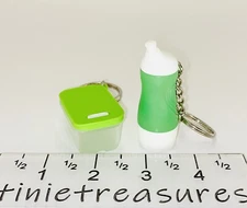 Tupperware keychain Set 2 Mini sports bottle & Fridgesmart Green Tinietreasures