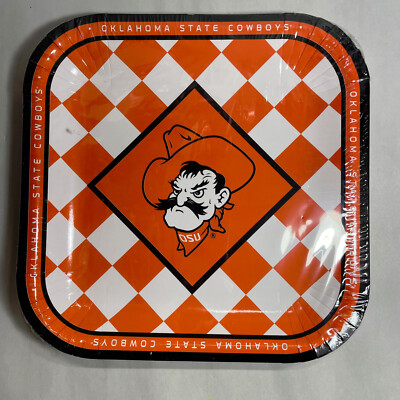 Oklahoma State OSU Cowboys 8-Pack 9inch Square Paper Plate Licensed NCAA