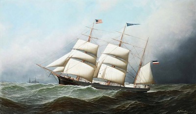 Antonio Jacobsen ''Three Masted Barque, 'Ceres', Bound For The U.S.A'' Blue Print