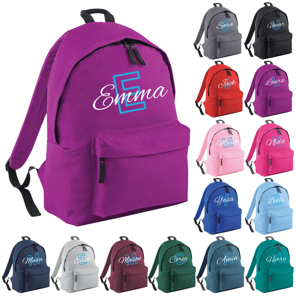 UT CUSTOM WEAR Personalised Name School Backpack Bag Customised Kids Boys Girls Large Rucksack
