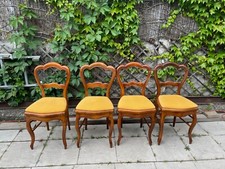 Chaises:lot de 4 chaises louis philippe siege velours or bois merisier