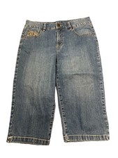 BandolinoBlu Womens Size 8 Denim Medium Wash Jeans Capri Embellished Pockets
