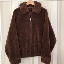 Urban Outfitters Women's Bdg Teddy Bear Jacket Fleece Coat Cozy Chocolate Brown