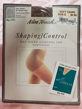 Nice Touch Hug-alon Shaping/Control Day Sheer Pantyhose Size E Soft Taupe