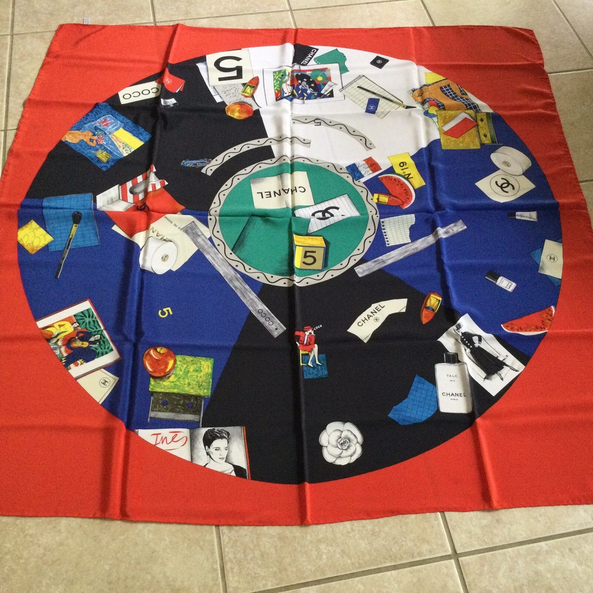 Vintage Chanel Silk Wrap/Scarf , 52” Square | eBay