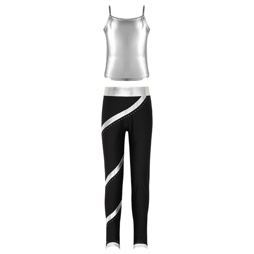 Kids Girls Suit Spaghetti Straps Sets Workout Outfit Camisole Costume Skating - Picture 33 of 47