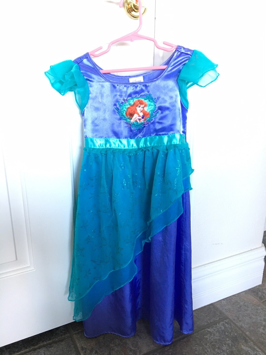 Disney Store Ariel Little Mermaid Dress Costume Outfit Size 4 Pull on, 102cm