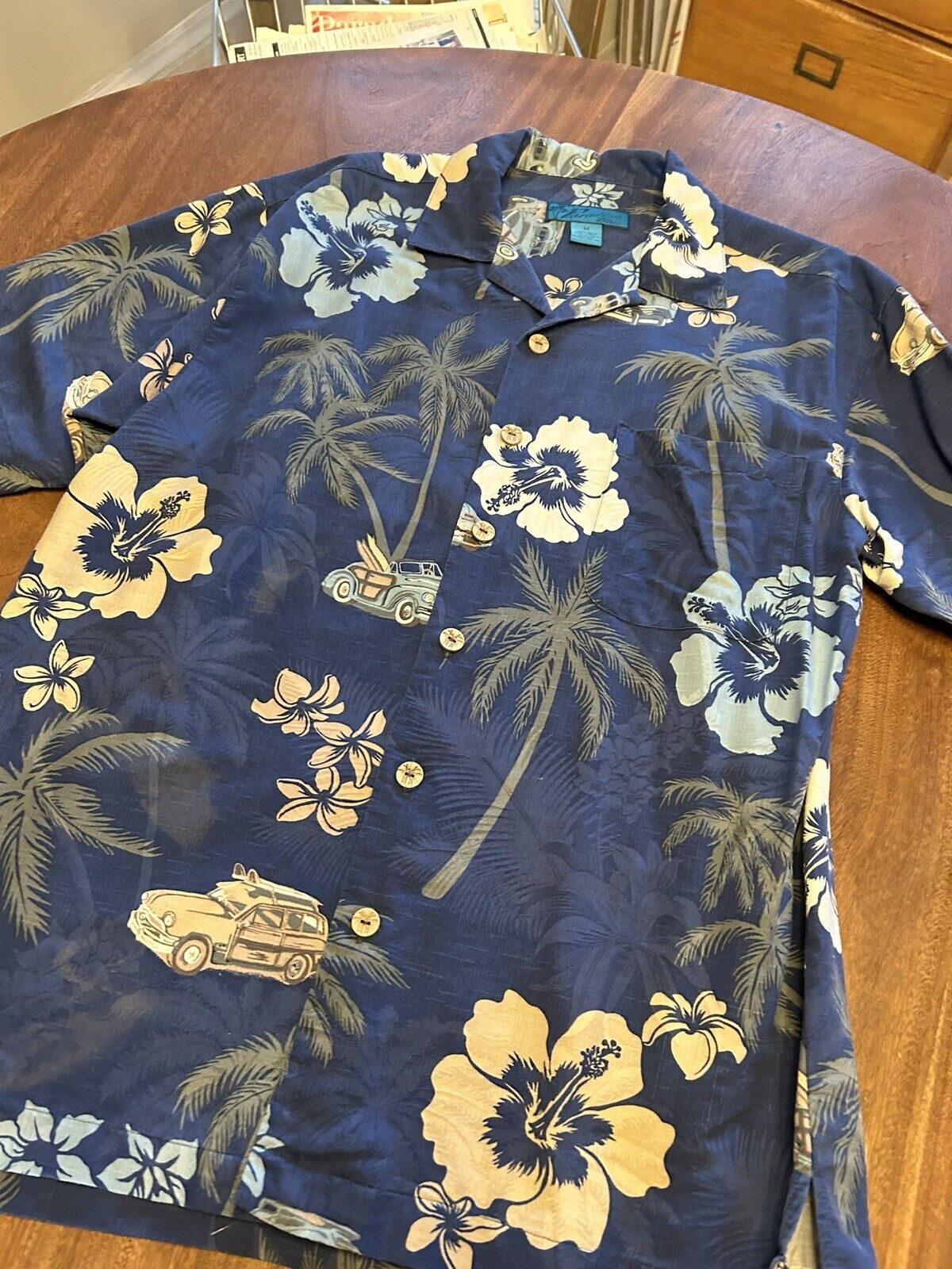 Paradise Blue M Silk Hawaiian Shirt - image 2