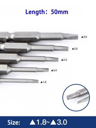 5Pcs Magnetic Triangle Head Screwdriver Bits S2 Steel 1/4" Hex Shank 50mm Long - Picture 2 of 7