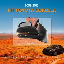 For 2009-2013 Toyota Corolla Side Mirrors Folding Pair Led 5 Pins Black