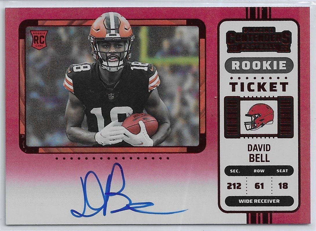 2022 Panini Contenders David Bell RC Ticket Auto Red Zone Variation #113 Browns