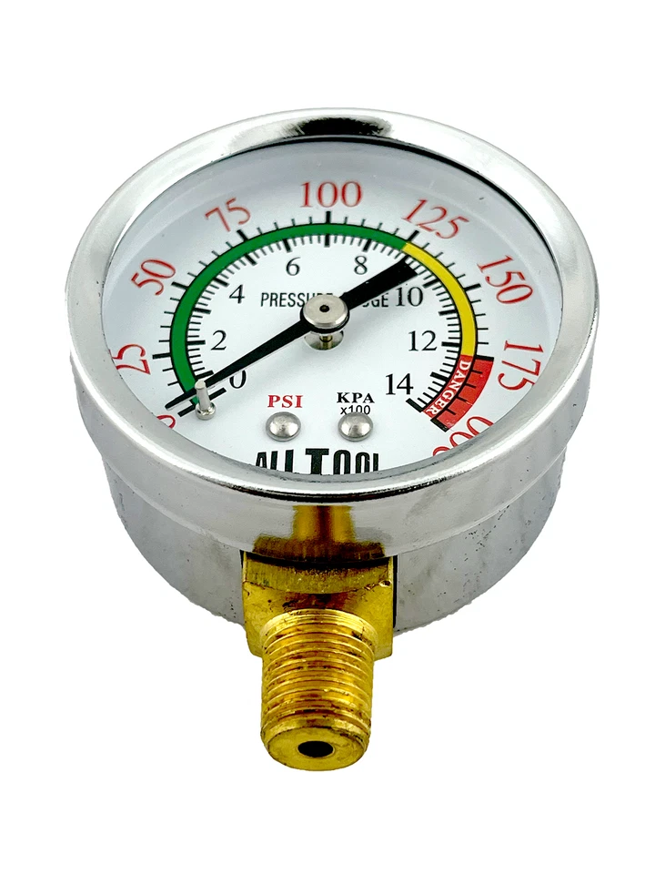 Air Pressure Gauge 2" Dial Side Mount 1/8"NPT - 0 to 200PSI Color Coded - Image 2 of 4