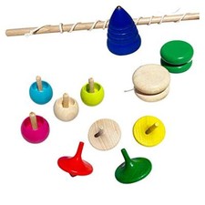 GICO Trottola Set di 12 trottole Classiche in Legno