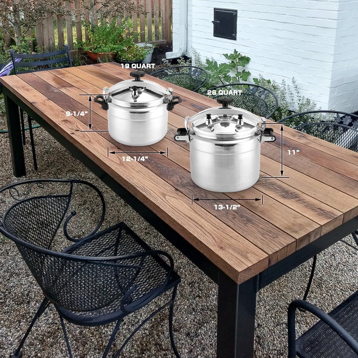 Aluminum Pressure Cooker 26 Qt  Clamp on Gas Top Clamp Bar Lock Double Valves