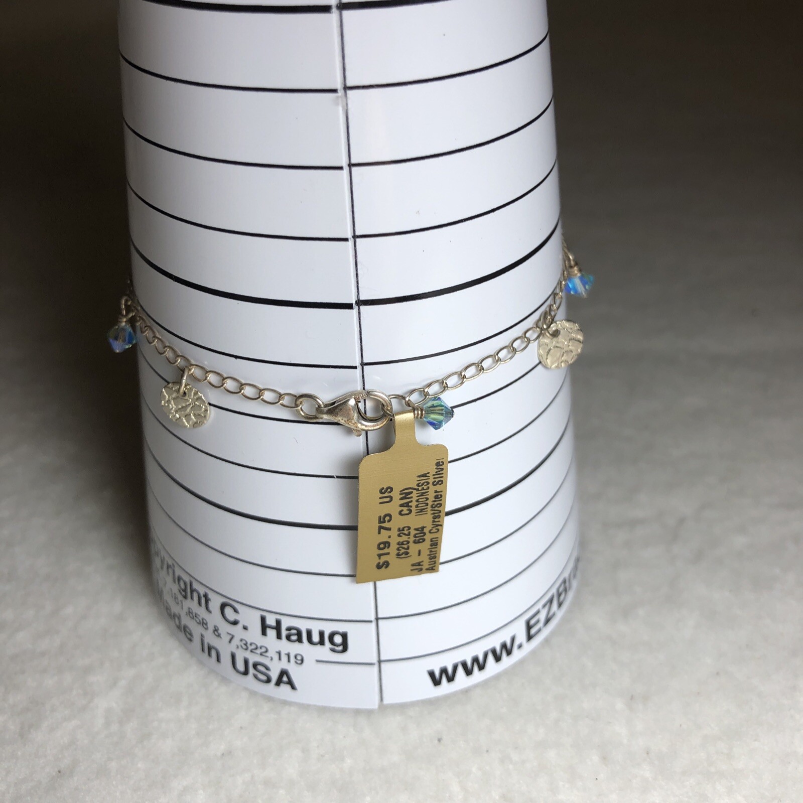 Delicate Silver Tone Tiny Blue Dangle Bracelet Lo… - image 7