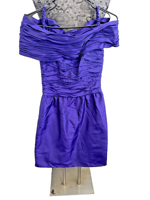 NWOT JS Boutique Taffeta Off Shoulder Dress Purple Size 4