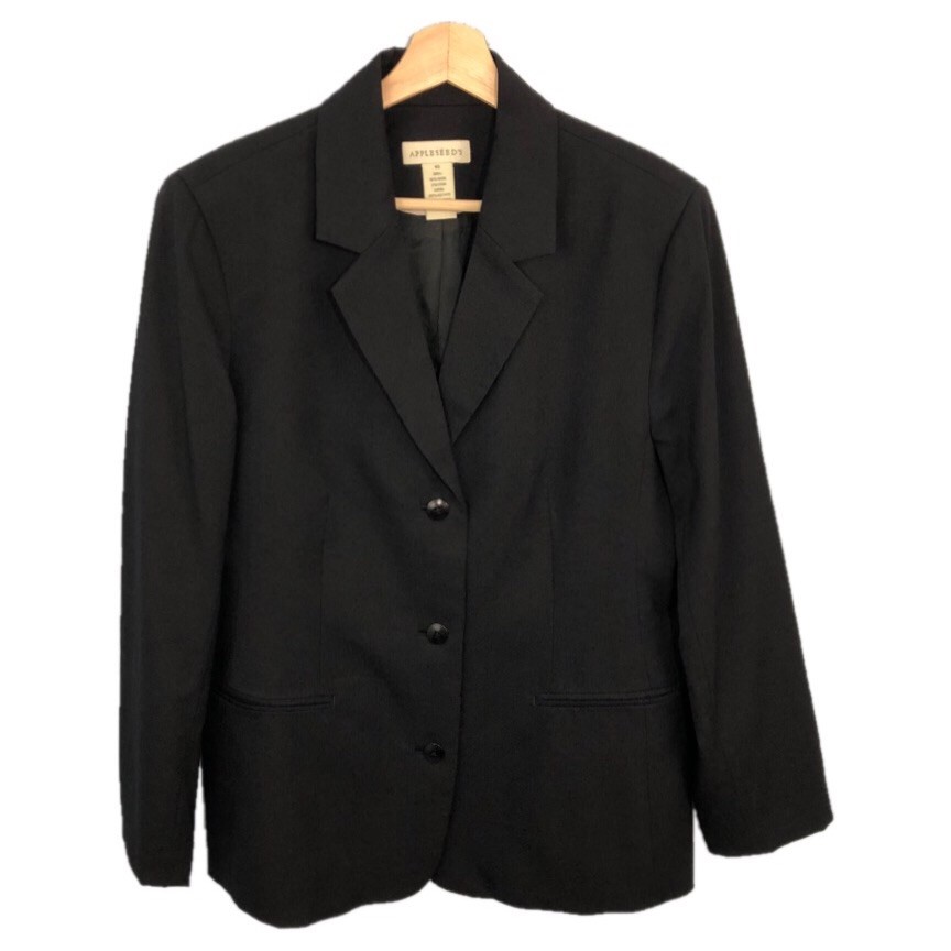 Appleseeds Black Wool Three Button Blazer Jacket Women's Size 10 eBay