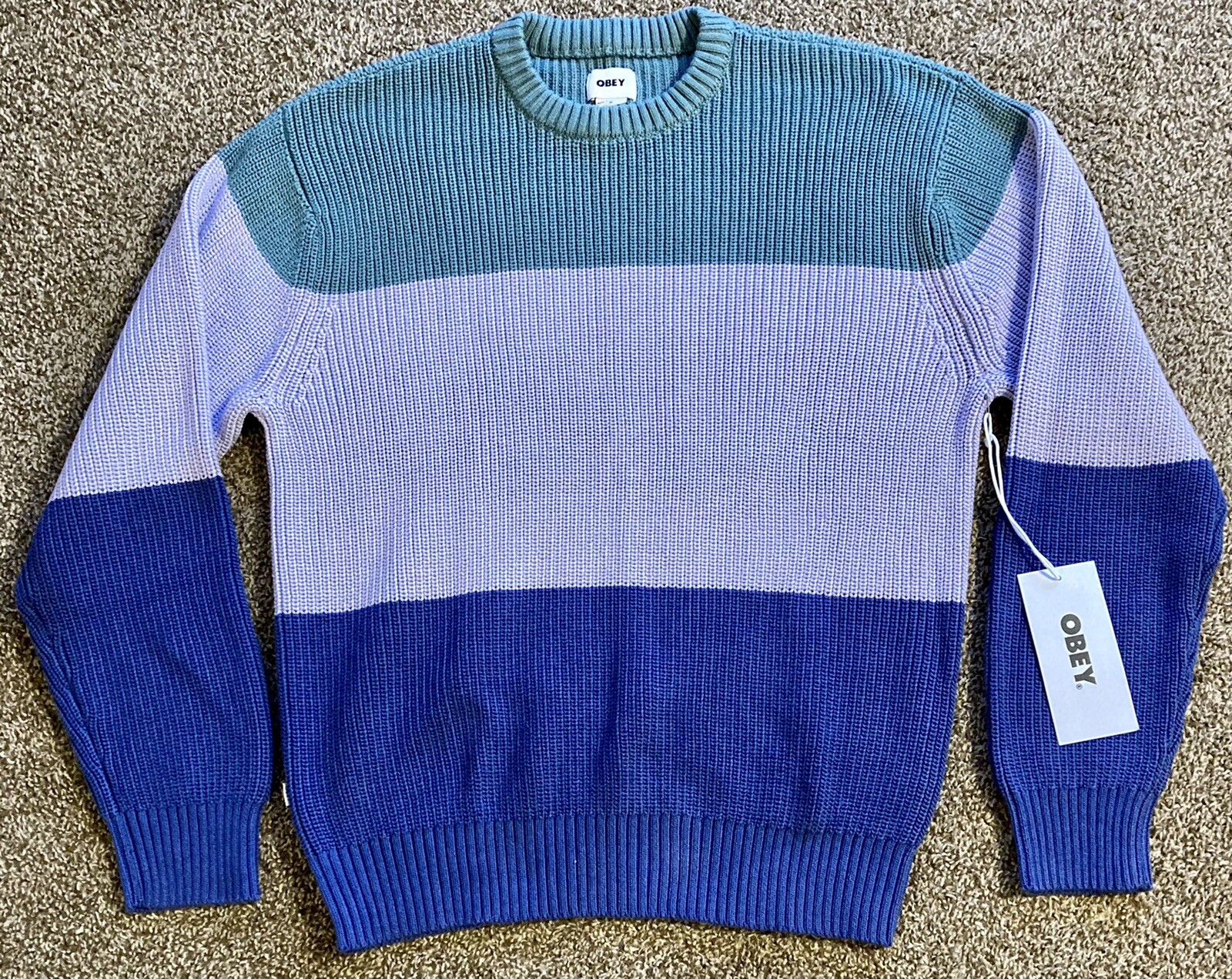 OBEY Joni Knit Sweater, Medium, Blue 