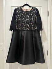 Eliza J Dress Womens Size 16W Black Lace Satin Cocktail Round Neck 3/4 Sleeve