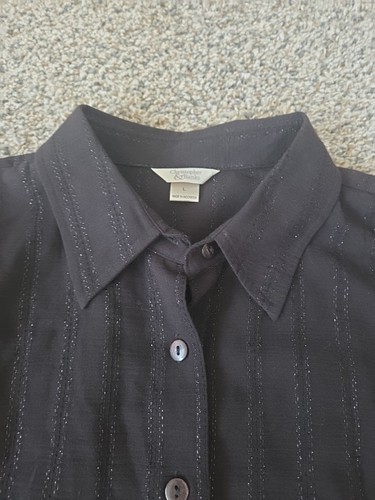 Christopher & Banks Button Down Black Top Size Large - Picture 5 of 6