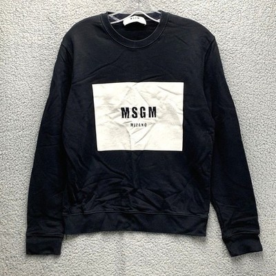 MSGM Milano Women's S Logo Sweatshirt Black Crewneck Pullover Streetwear
