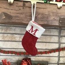1 Kohls St Nicholas Square Mini Knitted Christmas Stocking Letter M 7” Stocking